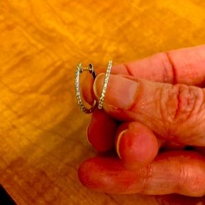 14kt White Gold Hoops with Pave Diamonds